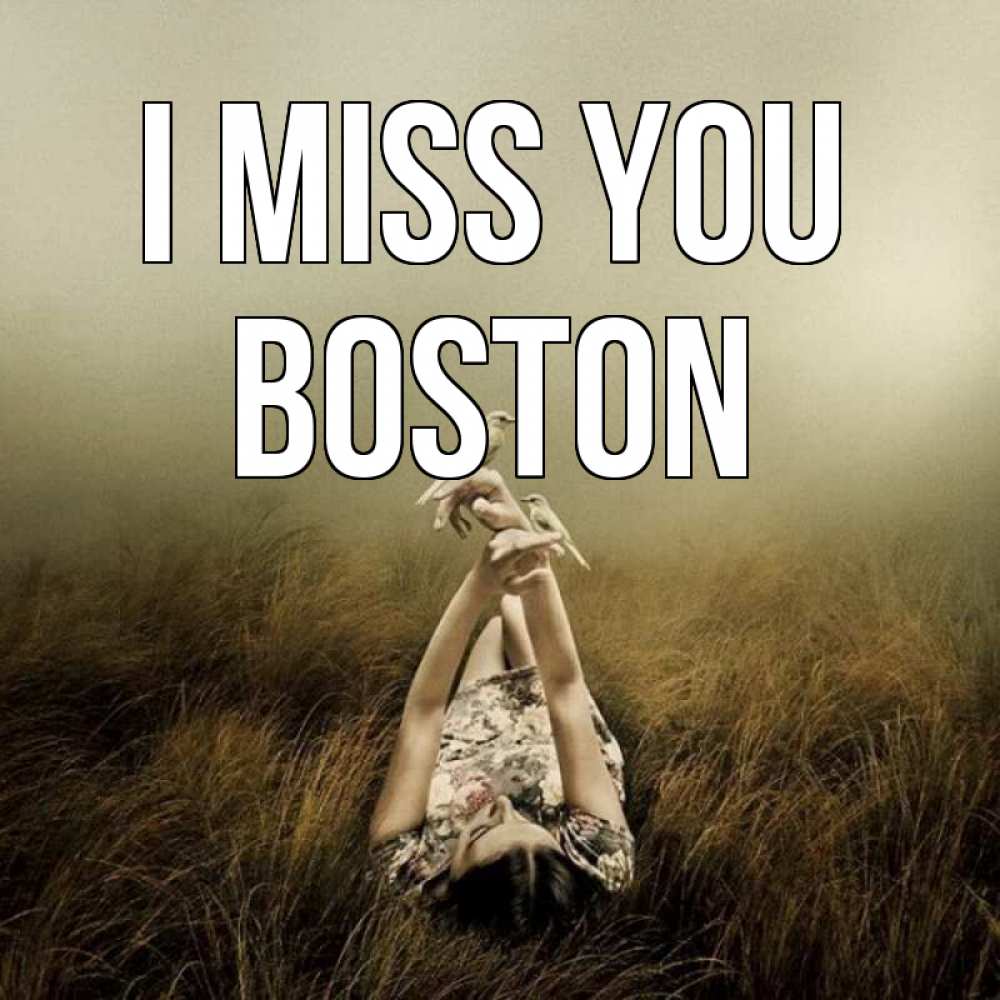 Greetings card с именем, Boston I miss you девушка с голубями Greetings with text for free download 