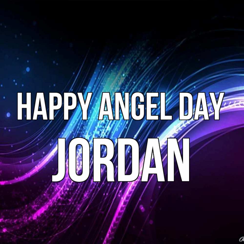 Greetings card с именем, Jordan happy angel day фиолетовый фон Greetings with text for free download 