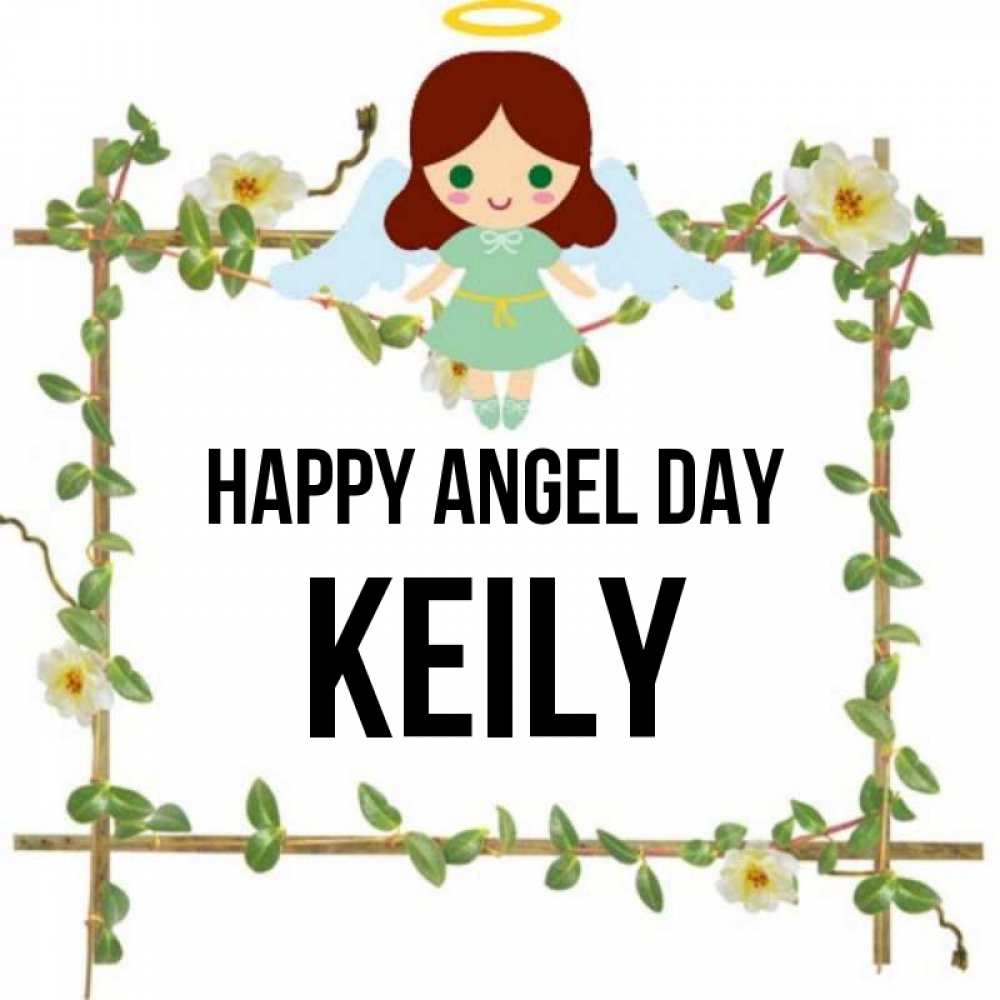 Greetings card с именем, Keily happy angel day Ангел с нимбом Greetings with text for free download 