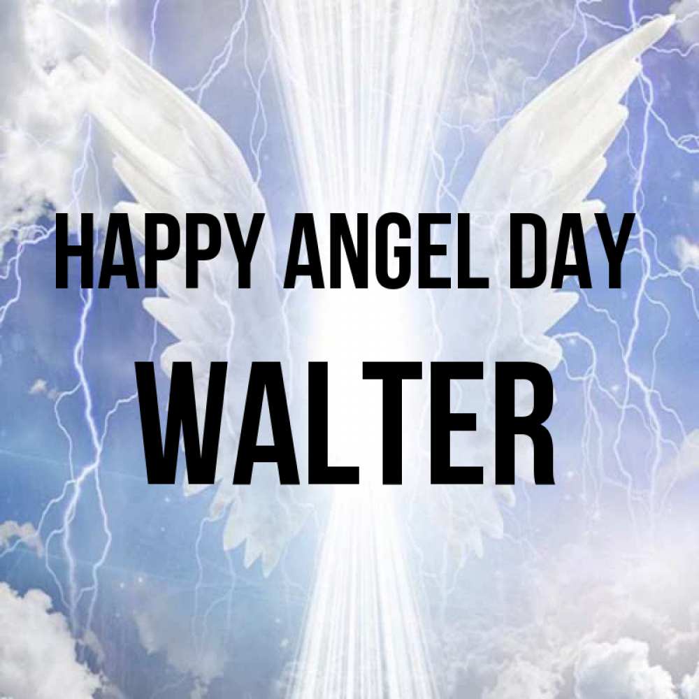 Greetings card с именем, Walter happy angel day молнии на небе и свет Greetings with text for free download 