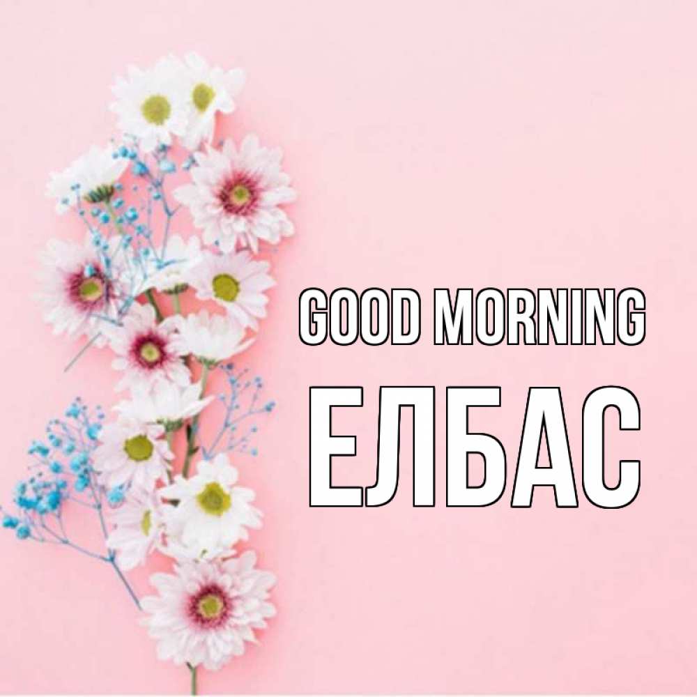 Greetings card с именем, Елбас Good morning цветы с подписью Greetings with text for free download 