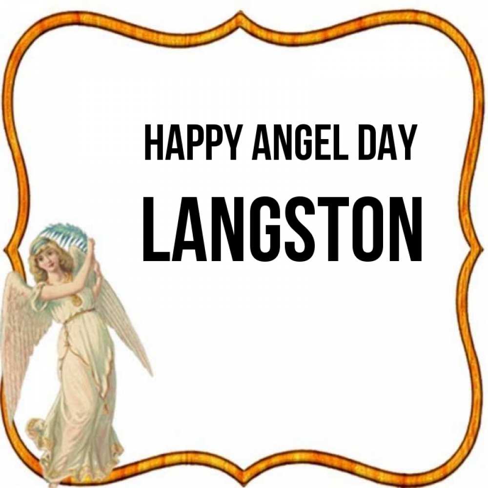 Greetings card с именем, Langston happy angel day рамочка простая Greetings with text for free download 