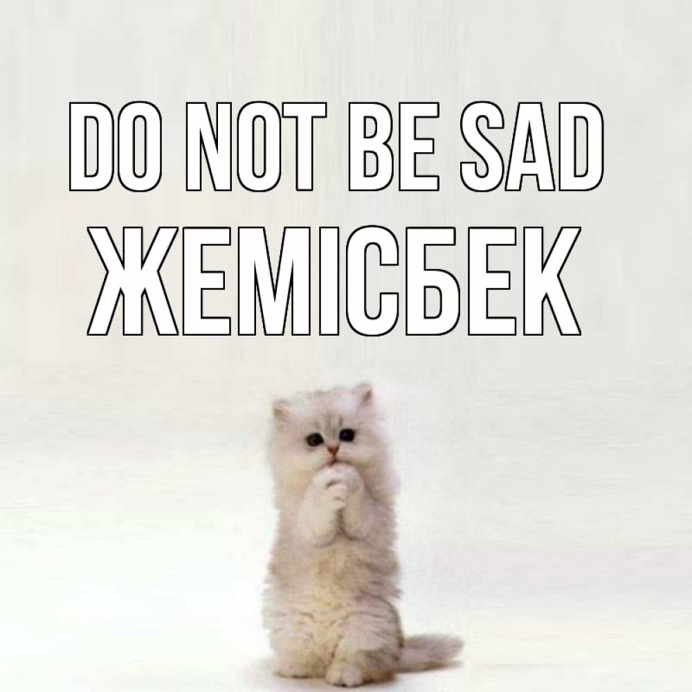 Greetings card с именем, Жемісбек Do not be sad грустный кот Greetings with text for free download 