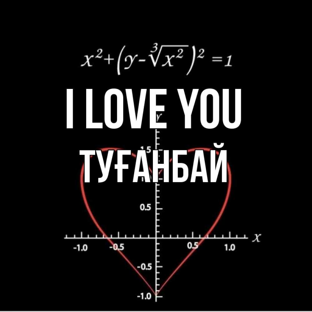 Greetings card с именем, ТУҒАНБАЙ I love you сердечная формула Greetings with text for free download 