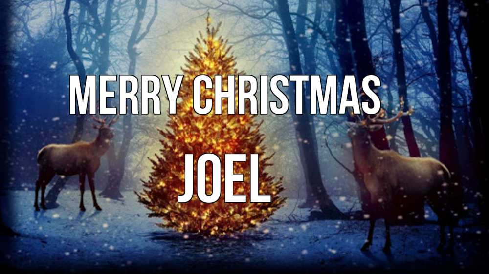 Greetings card с именем, Joel Merry Christmas олени, новогодняя елка Greetings with text for free download 