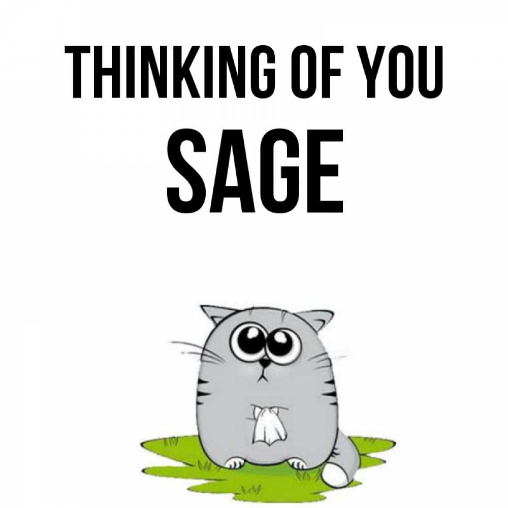 Greetings card с именем, Sage Thinking of you тоска с платочком Greetings with text for free download 