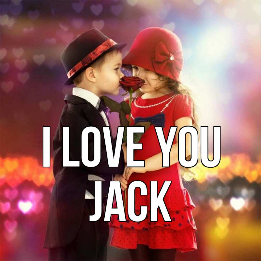 Greetings card с именем, Jack I love you черное и красное и роза Greetings with text for free download 
