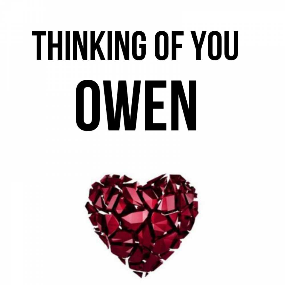 Greetings card с именем, Owen Thinking of you рубиновое 1 Greetings with text for free download 