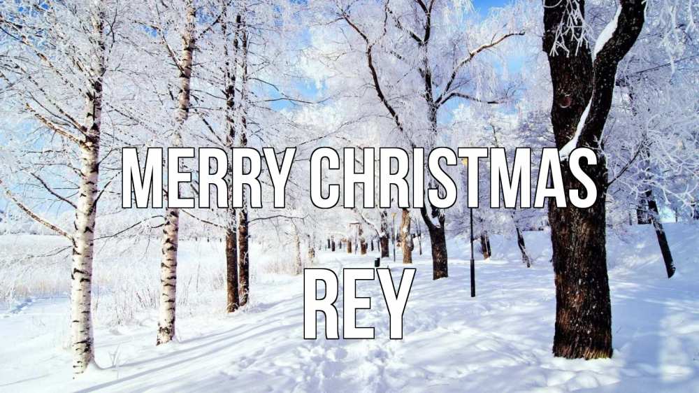 Greetings card с именем, Rey Merry Christmas зимний лес Greetings with text for free download 