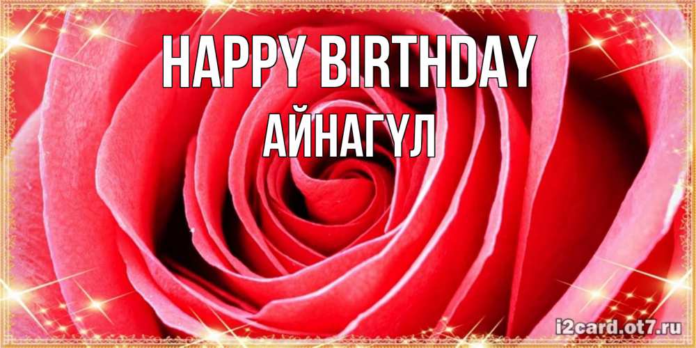 Greetings card с именем, АЙНАГҮЛ Happy Birthday розовая роза очень крупный бутон Greetings with text for free download 