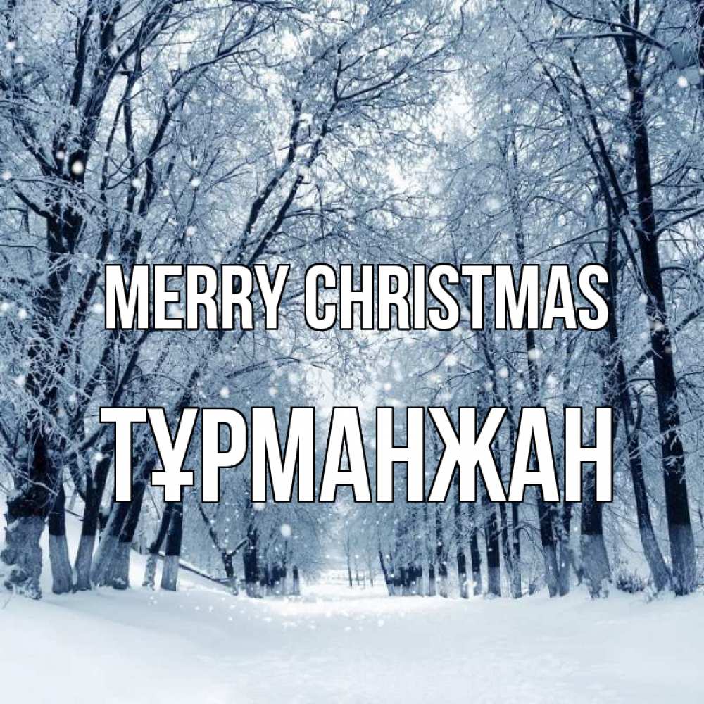 Greetings card с именем, ТҰРМАНЖАН Merry Christmas снег, лес, парк Greetings with text for free download 