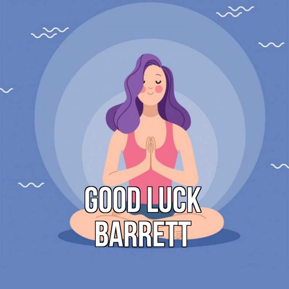 Greetings card с именем, Barrett Good luck девушка с фиолетовыми волосами Greetings with text for free download 