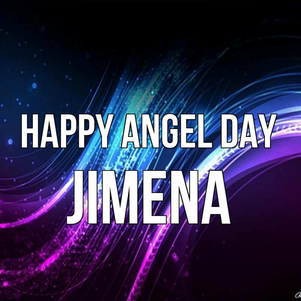 Greetings card с именем, Jimena happy angel day фиолетовый фон Greetings with text for free download 