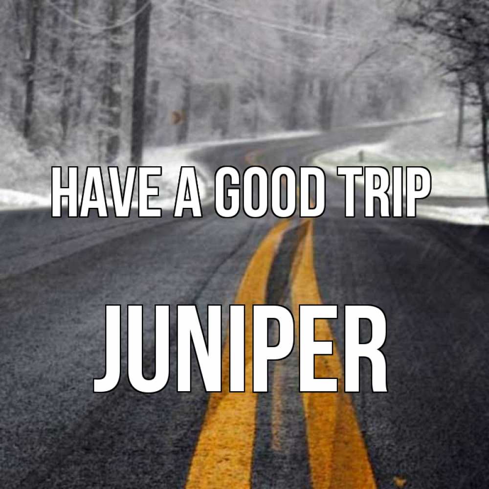 Greetings card с именем, Juniper Have a good trip хорошего вам путешествия Greetings with text for free download 