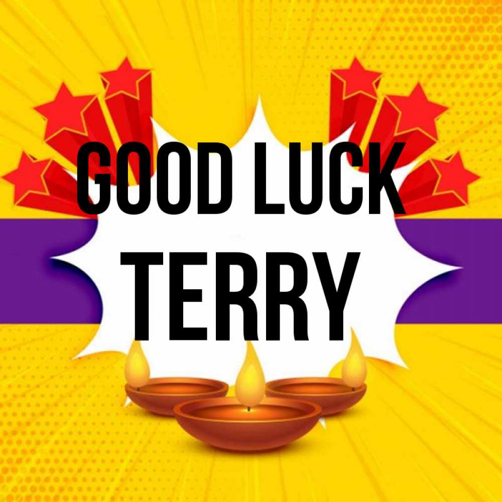 Greetings card с именем, Terry Good luck векторное изображение Greetings with text for free download 