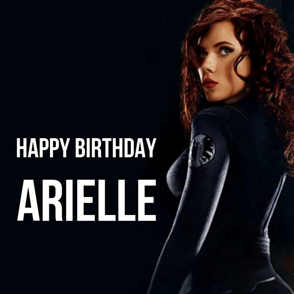 Greetings card с именем, Arielle Happy Birthday Марвел черная вдова Greetings with text for free download 