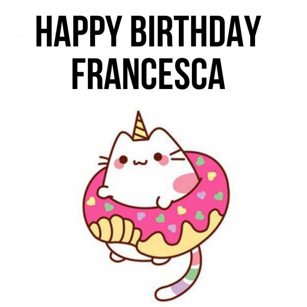 Greetings card с именем, Francesca Happy Birthday меньше надо жрать Greetings with text for free download 