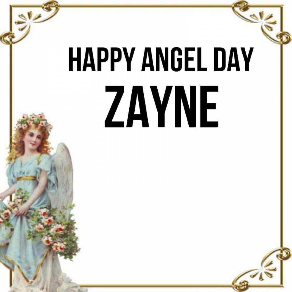 Greetings card с именем, Zayne happy angel day с именинами от девушки ангела Greetings with text for free download 