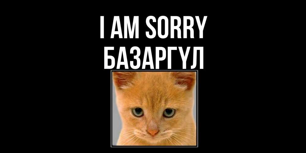 Greetings card с именем, БАЗАРГҮЛ I am sorry рыжий грустный кот просит прощения Greetings with text for free download 