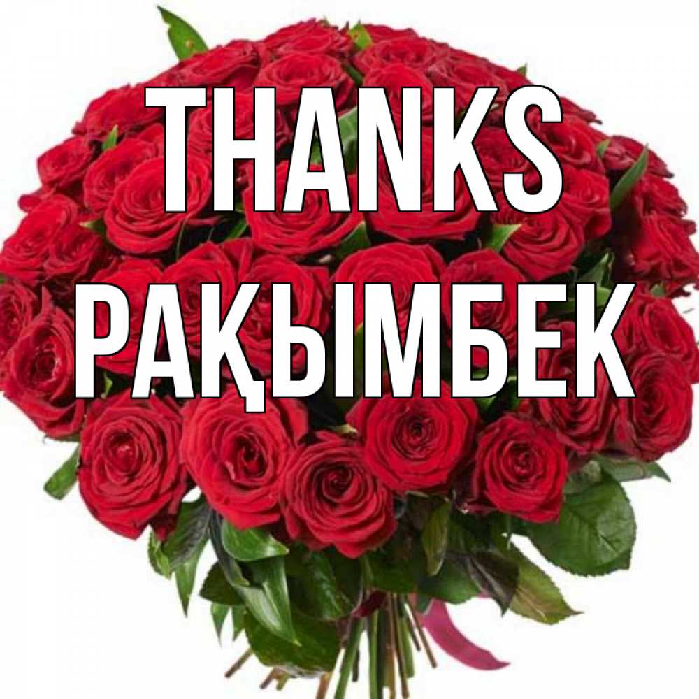 Greetings card с именем, Рақымбек Thanks букет красных роз Greetings with text for free download 