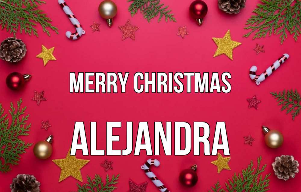 Greetings card с именем, Alejandra Merry Christmas с рождеством Greetings with text for free download 