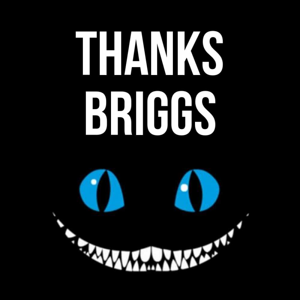 Greetings card с именем, Briggs Thanks благодарю от чеширика Greetings with text for free download 