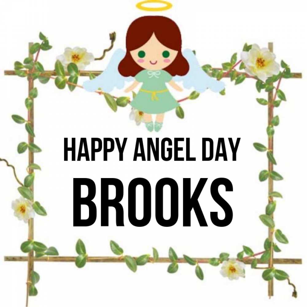 Greetings card с именем, Brooks happy angel day Ангел с нимбом Greetings with text for free download 