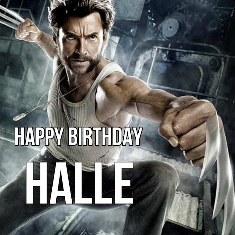 Greetings card с именем, Halle Happy Birthday супергерой в ярости Greetings with text for free download 