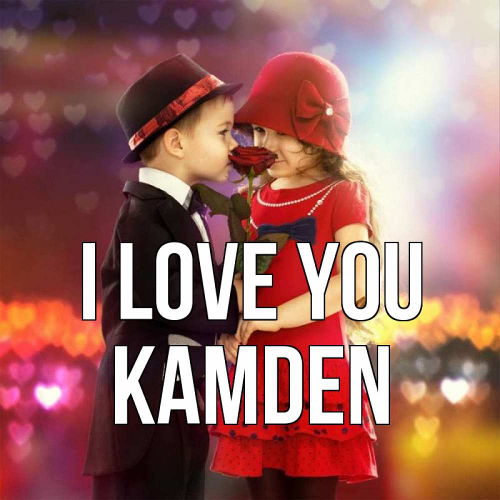 Greetings card с именем, Kamden I love you черное и красное и роза Greetings with text for free download 