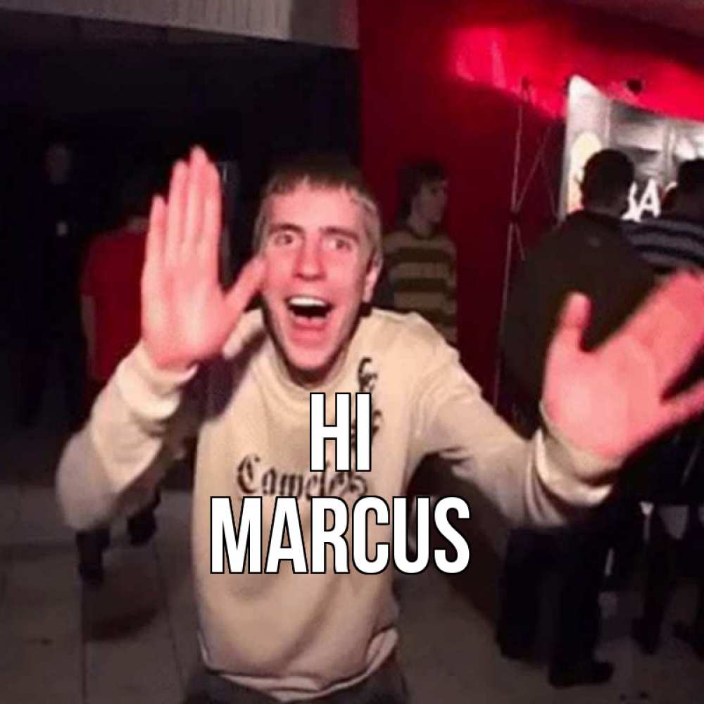 Greetings card с именем, Marcus Hi танец и руки Greetings with text for free download 