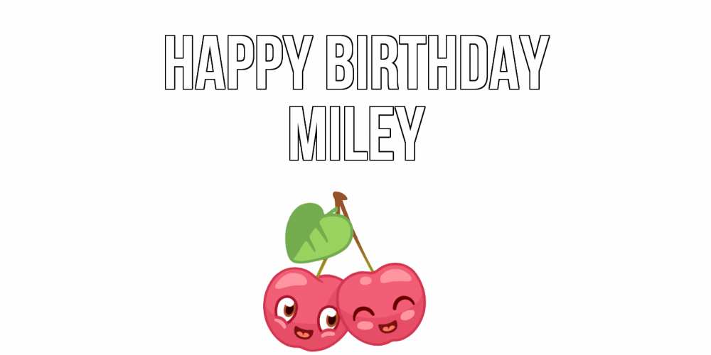 Greetings card с именем, Miley Happy Birthday вишенки Greetings with text for free download 