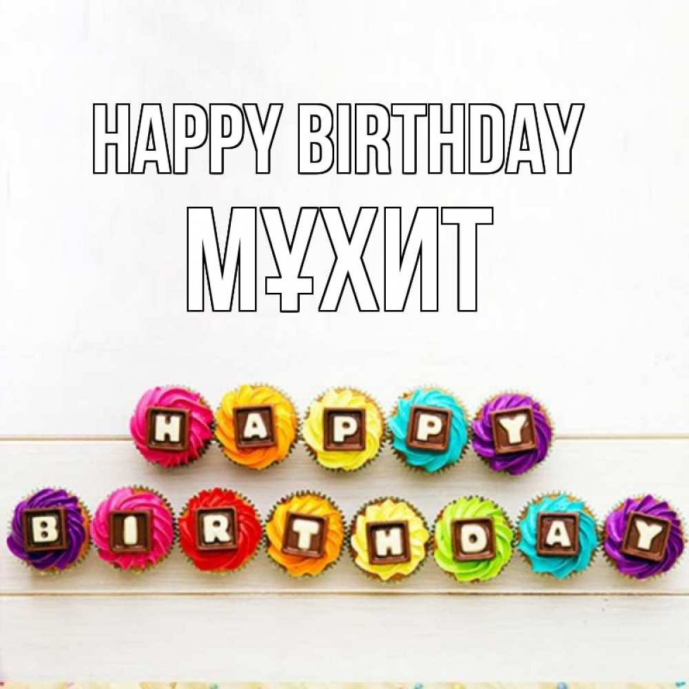 Greetings card с именем, МҰХИТ Happy Birthday из кексов и шоколада Greetings with text for free download 