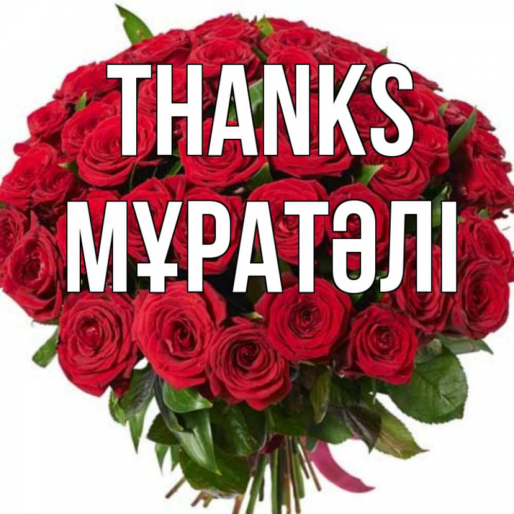 Greetings card с именем, Мұратәлі Thanks букет красных роз Greetings with text for free download 