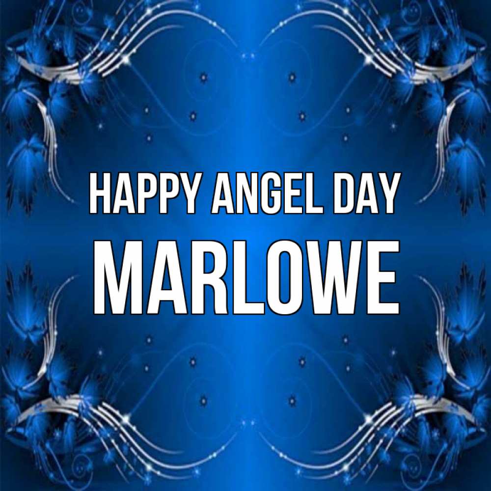 Greetings card с именем, Marlowe happy angel day красивая рамочка с узорами Greetings with text for free download 
