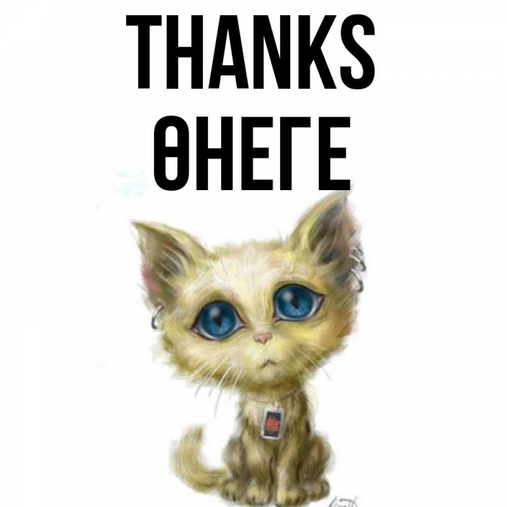 Greetings card с именем, ӨНЕГЕ Thanks рисованный кот благодарит вас Greetings with text for free download 
