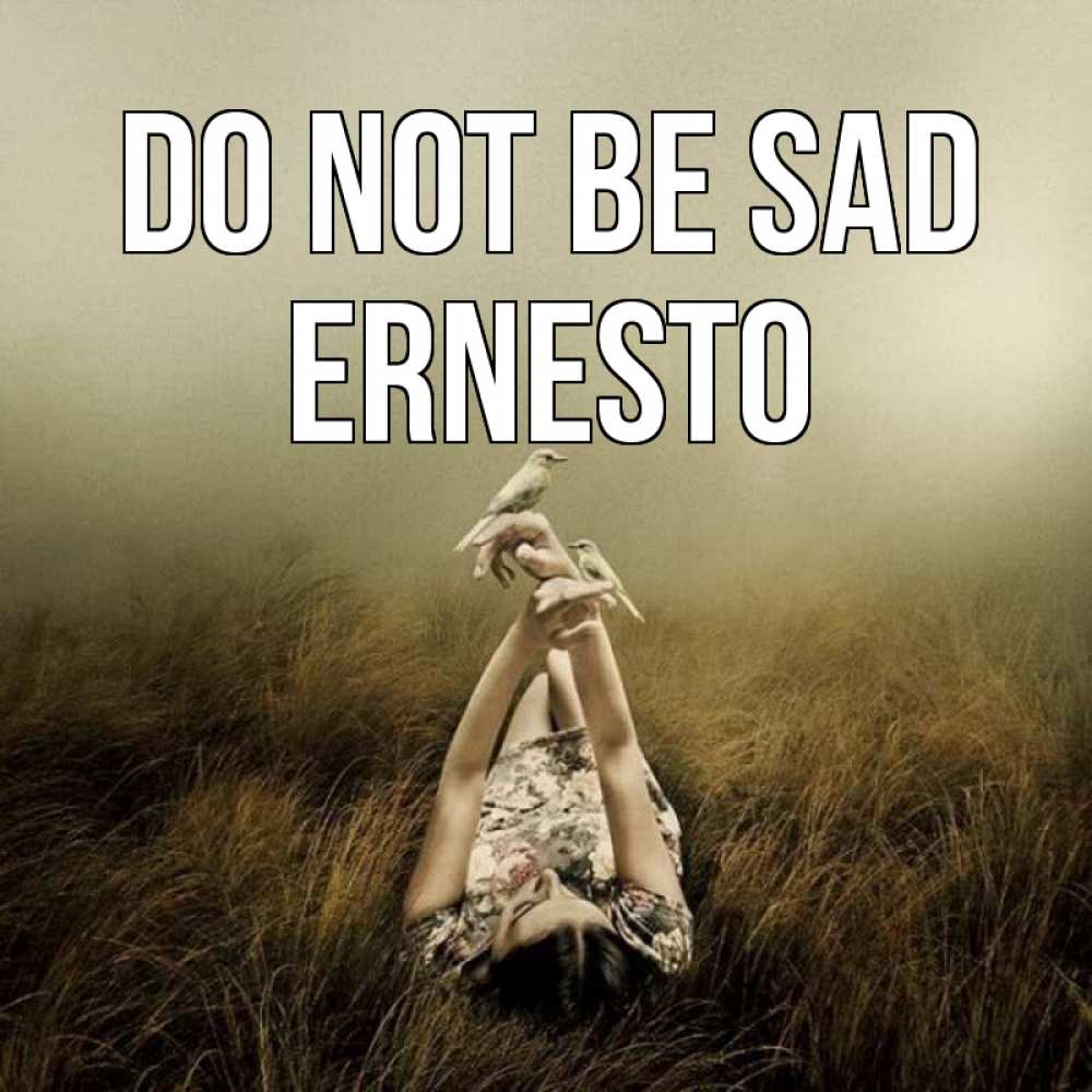 Greetings card с именем, Ernesto Do not be sad поле и туман Greetings with text for free download 