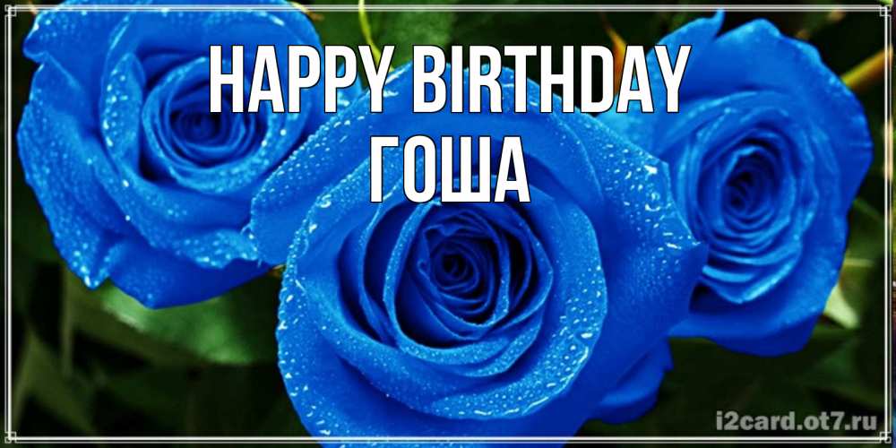 Greetings card с именем, Гоша Happy Birthday розы с синим цветом Greetings with text for free download 