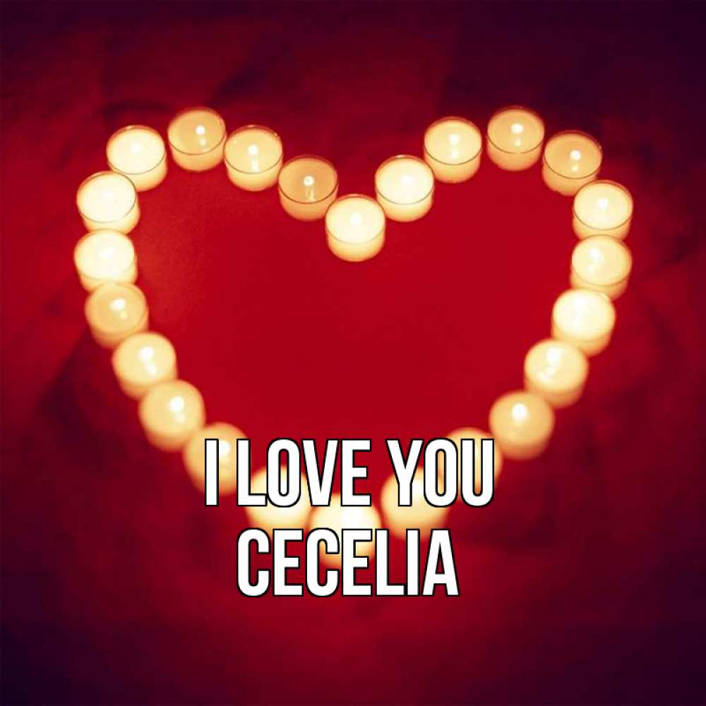 Greetings card с именем, Cecelia I love you красота на красном фоне Greetings with text for free download 