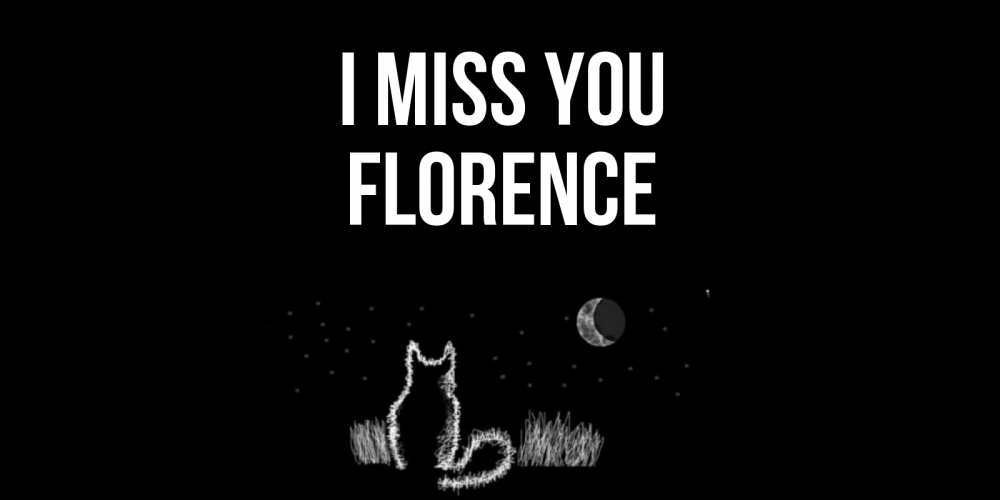 Greetings card с именем, Florence I miss you кот Greetings with text for free download 