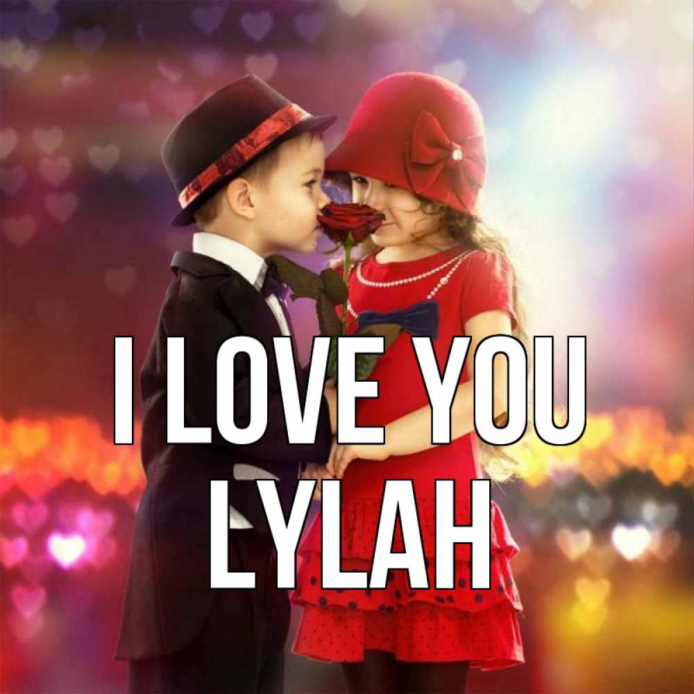 Greetings card с именем, Lylah I love you черное и красное и роза Greetings with text for free download 
