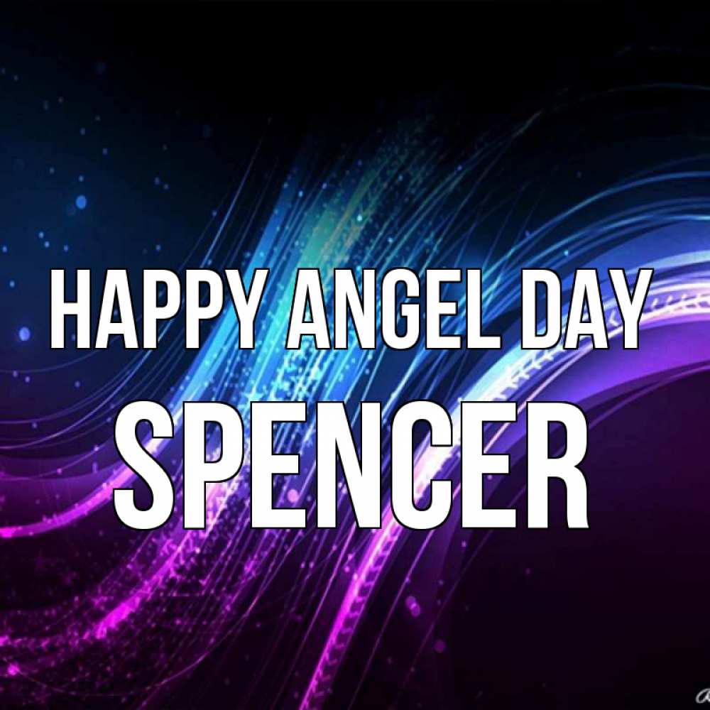 Greetings card с именем, Spencer happy angel day фиолетовый фон Greetings with text for free download 