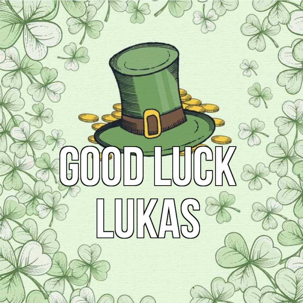Greetings card с именем, Lukas Good luck клевер Greetings with text for free download 