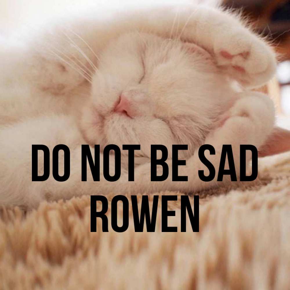 Greetings card с именем, Rowen Do not be sad Котенок спит Greetings with text for free download 