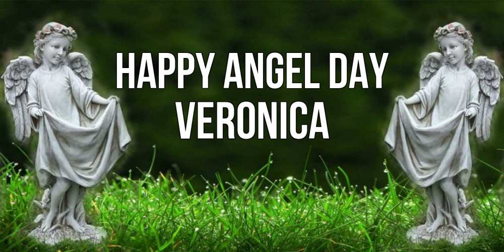 Greetings card с именем, Veronica happy angel day небо, ангел, девушка Greetings with text for free download 