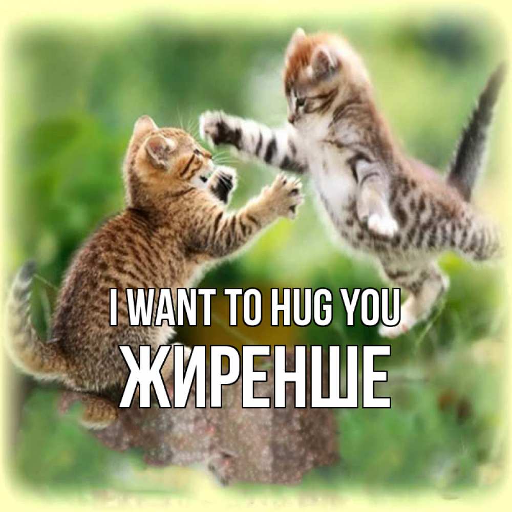 Greetings card с именем, Жиренше I want to hug you игры котят Greetings with text for free download 