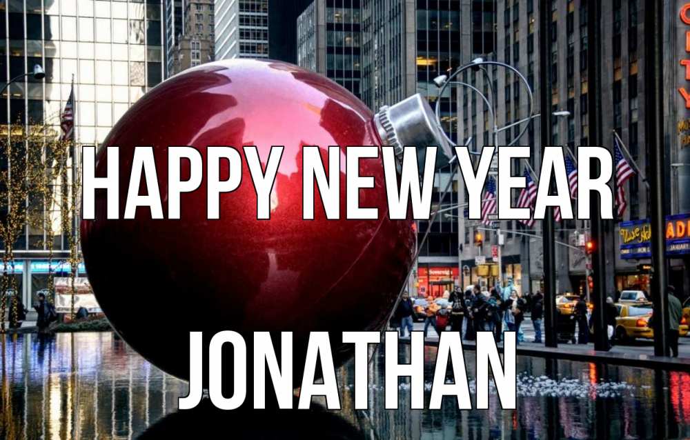 Greetings card с именем, Jonathan Happy New Year Америка, новый год Greetings with text for free download 