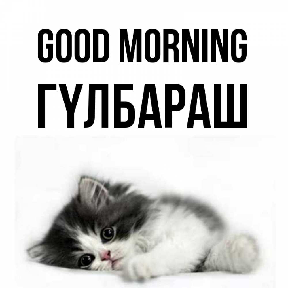 Greetings card с именем, ГҮЛБАРАШ Good morning кот лапки Greetings with text for free download 
