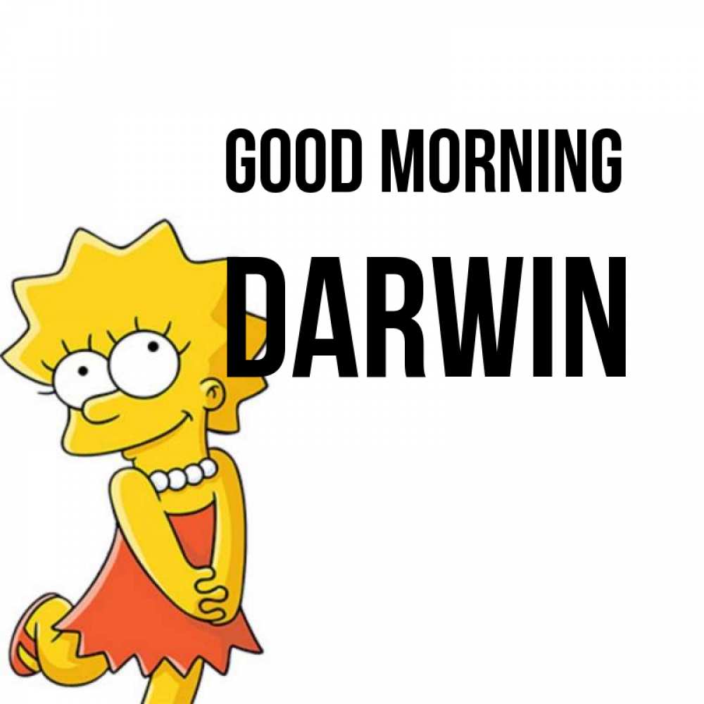 Greetings card с именем, Darwin Good morning в платье и ожерелье Greetings with text for free download 