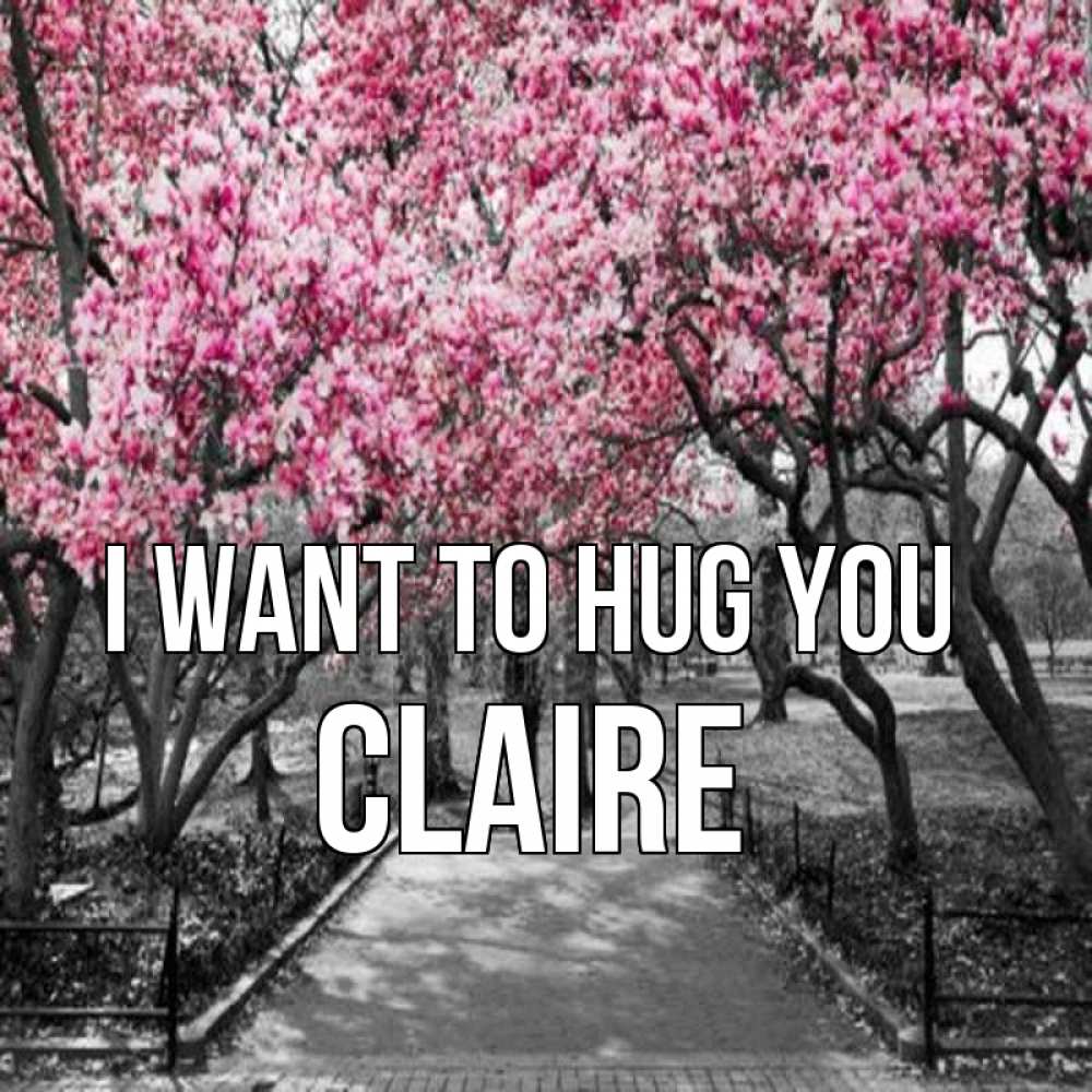 Greetings card с именем, Claire I want to hug you обработанное фото Greetings with text for free download 