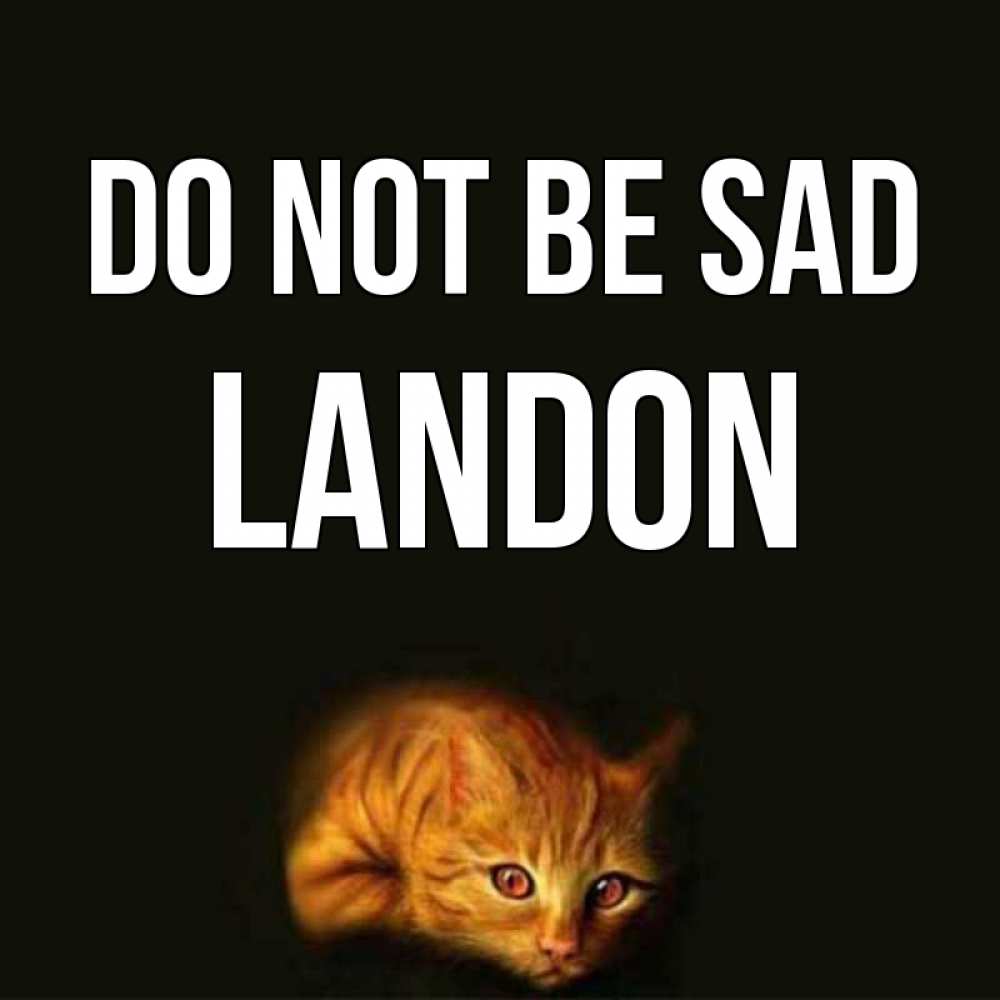 Greetings card с именем, Landon Do not be sad лежащий кот в темноте Greetings with text for free download 